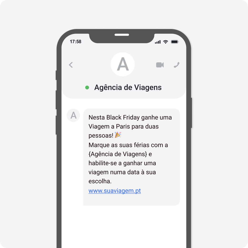 Template SMS Black Friday Agência de Viagens 